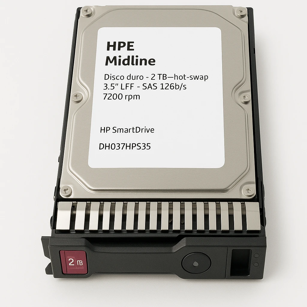 HPE Midline - Disco duro - 2 TB - hot-swap - 3.5" LFF - SAS 12Gb/s - 7200 rpm - con transporte HP SmartDrive