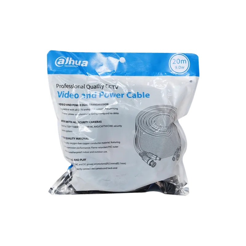 DH-PFM942I-20-9. ROLLO CABLE COAXIAL DAHUA CON ALIMENTACIÓN 20 MTS.