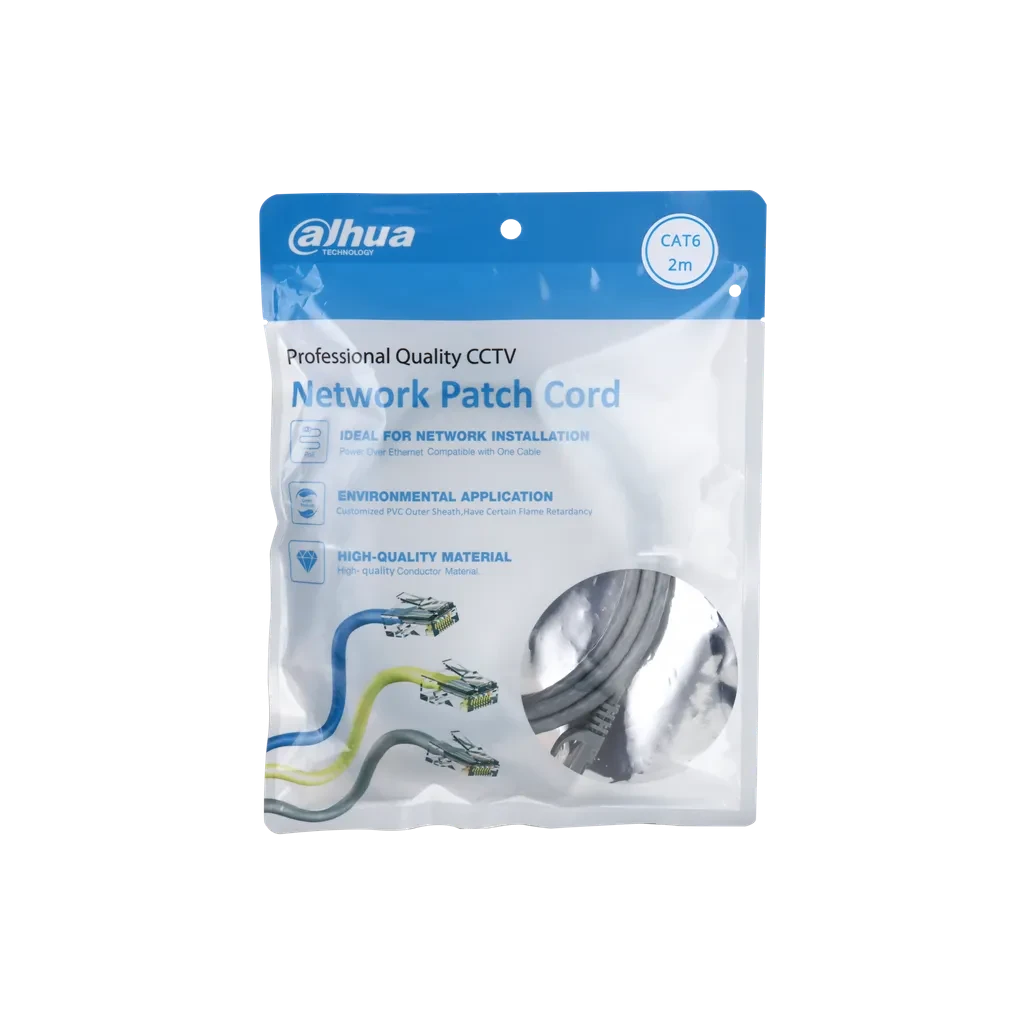 DH-PFM972-6U-2-GR. Patch cord 2 metro Dahua categoría 6 de 24AWG COLOR GRIS
