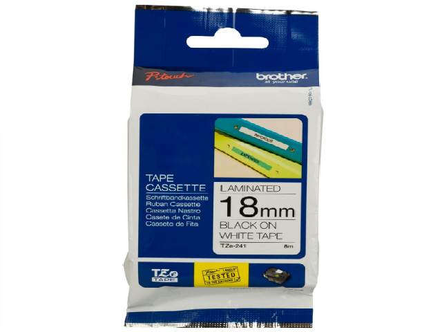 Brother TZe-241 - Adhesivo estándar - negro sobre blanco - rollo (1,8 cm x 8 m) 1 cinta(s) tipo laminado - para Brother PT-D600; P-Touch PT-1880, D450, E310, E550, E800, P900; P-Touch Cube Pl