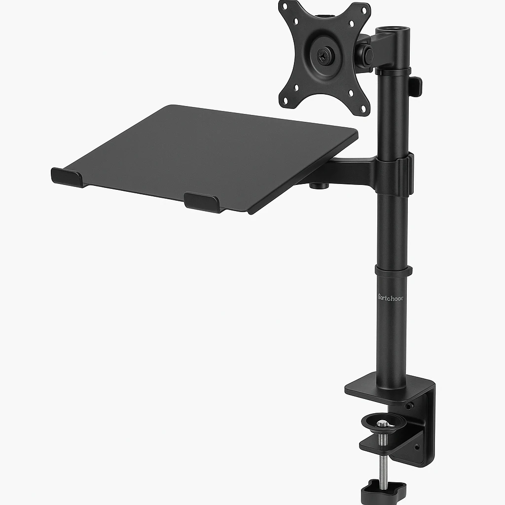 StarTech.com Laptop Monitor Stand - Computer Monitor Stand - Full Motion Articulating - VESA Mount Monitor Desk Mount - Kit de montaje (abrazadera polar, almohadilla de goma, estante para por