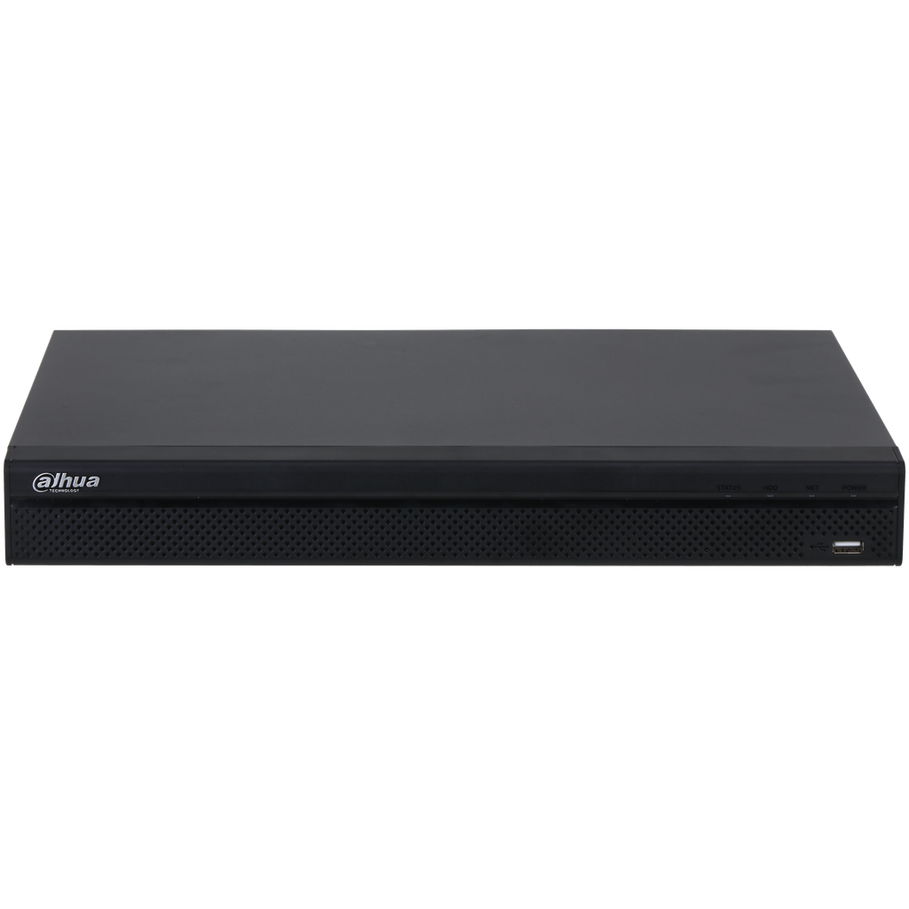 DHI-NVR4216-4KS3. NVR Dahua 16 canales soporta camaras hasta 12\tMP 2 HDD hasta 20TB soprota IA.