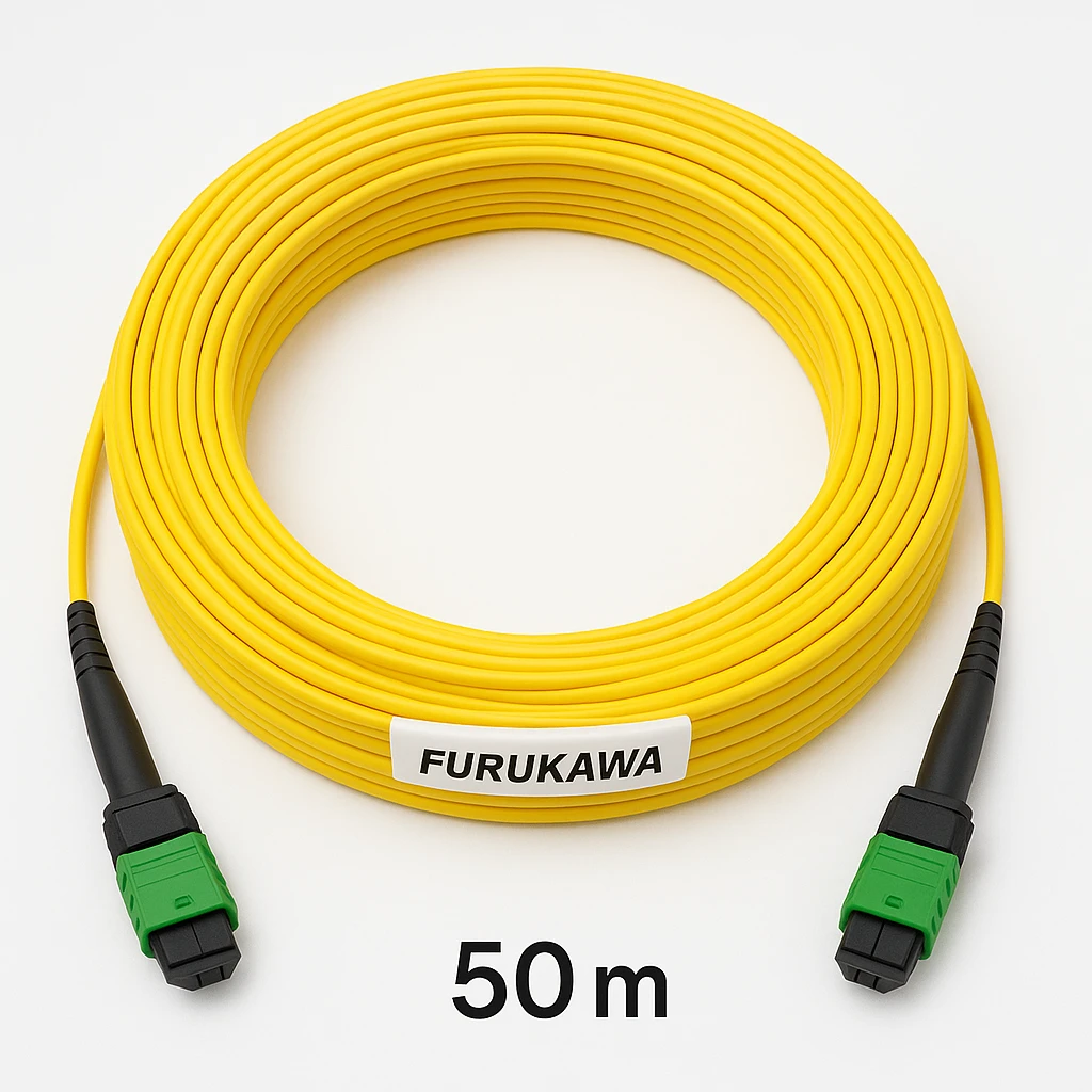 Furukawa - Cable troncal - modo único MPO/APC (M) a modo único MPO/APC (M) - 50 m - fibra óptica - G.657.A - sin halógenos - amarillo