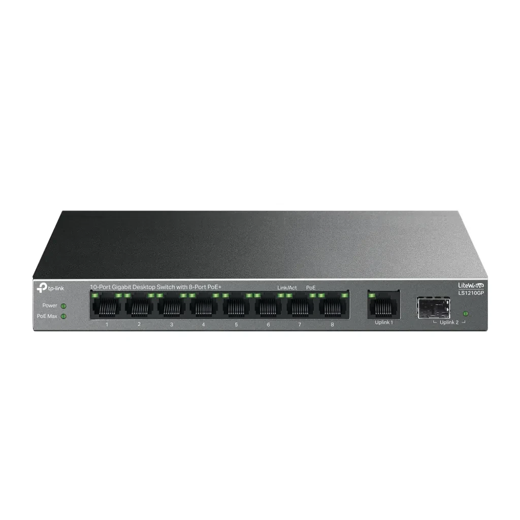LS1210GP. Switch Gigabit de sobremesa de 10 puertos con 8 puertos PoE+ 1 SPFP
