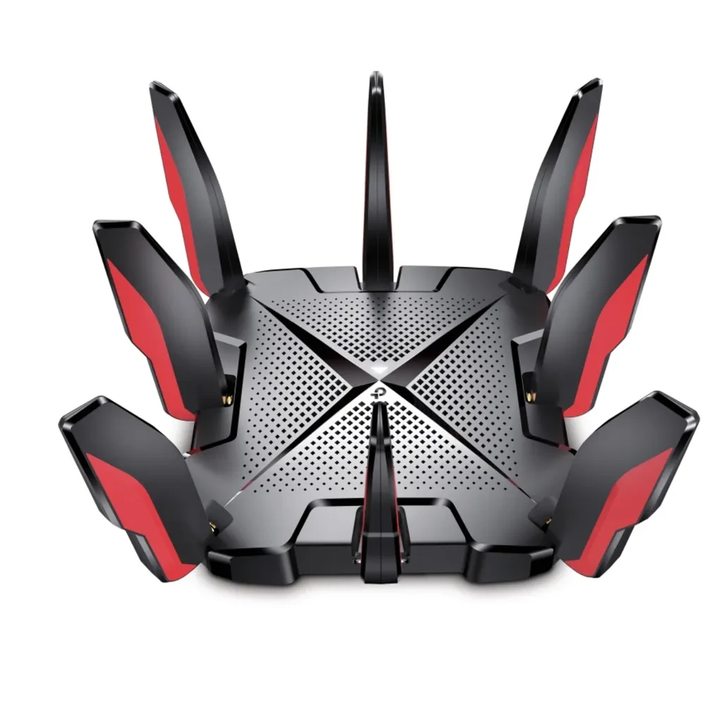 Archer GX90. Router Gaming WiFi 6 Tp-Link AX6600 Triple banda (4804Mbps en 5GHz HE160, 1201Mbps en 5GHz y 574Mbps en 2.4GHz) 1 puerto 2.5Gbps (WAN/LAN) 1 puerto 1Gbps (WAN/LAN) 4 puertos LAN 