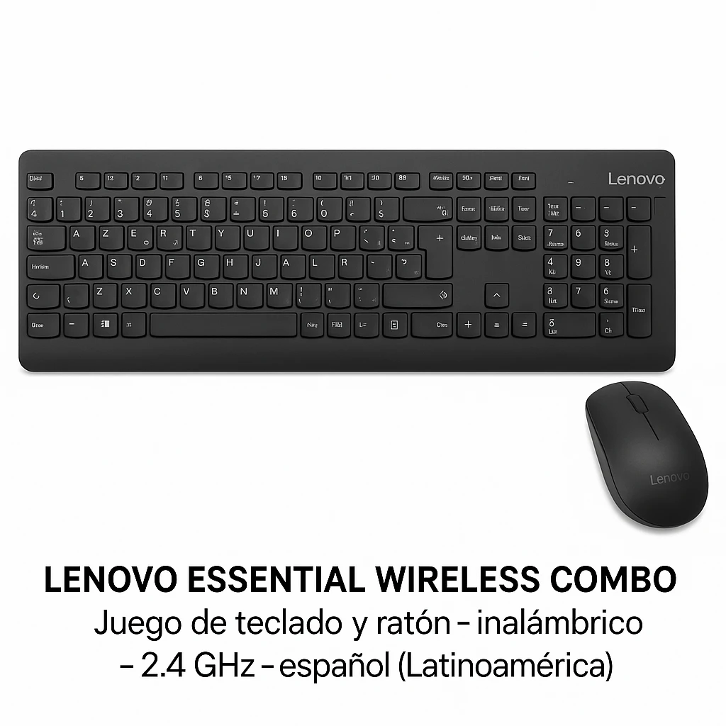 Lenovo Essential Wireless Combo - Juego de teclado y ratón - inalámbrico - 2.4 GHz - español (Latinoamérica)