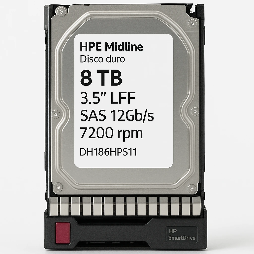 HPE Midline - Disco duro - 8 TB - 3.5" LFF - SAS 12Gb/s - 7200 rpm - con transporte HP SmartDrive