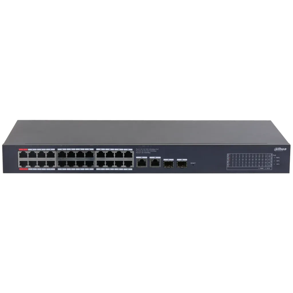 DH-CS4228-24GT-240. 28-Port Cloud Managed Desktop Gigabit Switch with 24-Port PoE
