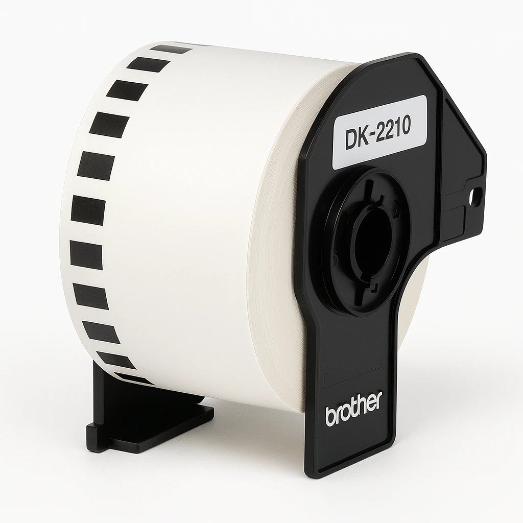 Brother DK2210 - Papel - negro sobre blanco - Roll (2.9 cm x 30.4 m) 1 bobina(s) cinta continua - para Brother QL-1050, 1060, 1100, 1110, 500, 550, 570, 580, 650, 700, 710, 720, 800, 810, 820