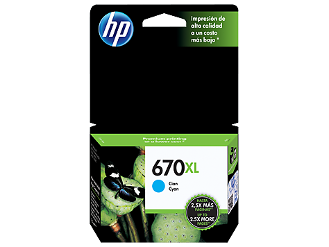 HP 670XL - Alto rendimiento - cián - original - Ink Advantage - cartucho de tinta - para Deskjet Ink Advantage 3525, Ink Advantage 46XX, Ink Advantage 5525, Ink Advantage 6525