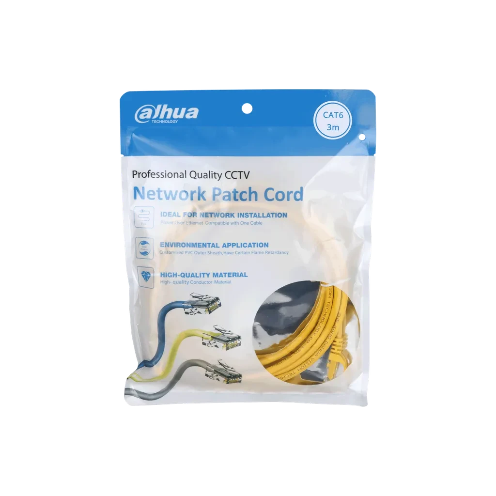 DH-PFM972-6U-3-AM. Patch cord 3 metro Dahua categoría 6 de 24AWG COLOR AMARILLO