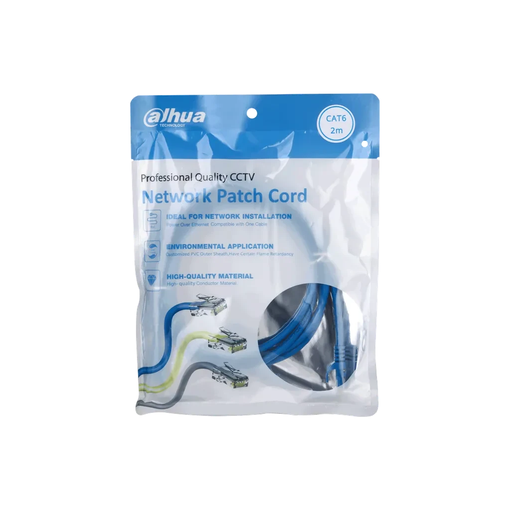 DH-PFM972-6U-2-AZ. Patch cord 2 metro Dahua categoría 6 de 24AWG COLOR AZUL