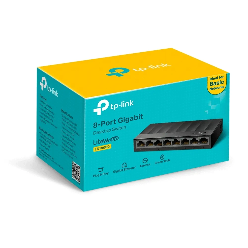 LS1210P. Switch tp-link de 8 puertos 10/100Mbps 2 puertos Gigaethernet, switch de escritorios con 8 puertos PoE+