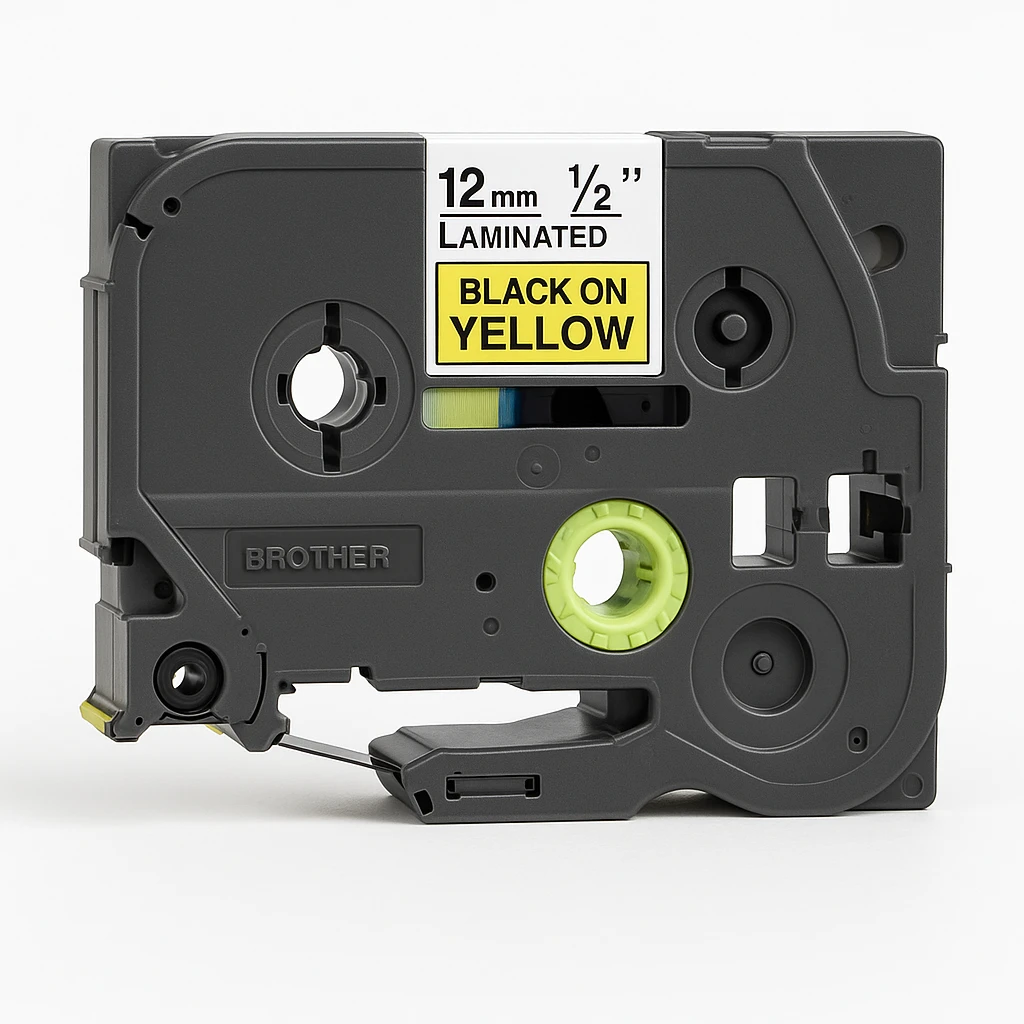Brother TZe-631 - Adhesivo estándar - negro sobre amarillo - rollo (1,2 cm x 8 m) 1 cinta(s) tipo laminado - para Brother PT-D210, D600, H110; P-Touch PT-1005, 1880, D410, D460, D610, E310