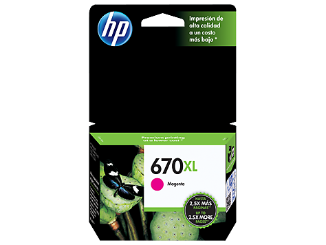 HP 670XL - Alto rendimiento - magenta - original - Ink Advantage - cartucho de tinta - para Deskjet Ink Advantage 3525, Ink Advantage 46XX, Ink Advantage 5525, Ink Advantage 6525