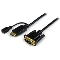 StarTech.com Cable de 1,8m Conversor Activo HDMI a VGA - Adaptador 1920x1200 1080p - Cable adaptador - HDMI, Micro-USB tipo B (solo alimentación) a HD-15 (VGA) macho - 2 m - negro - activo, a