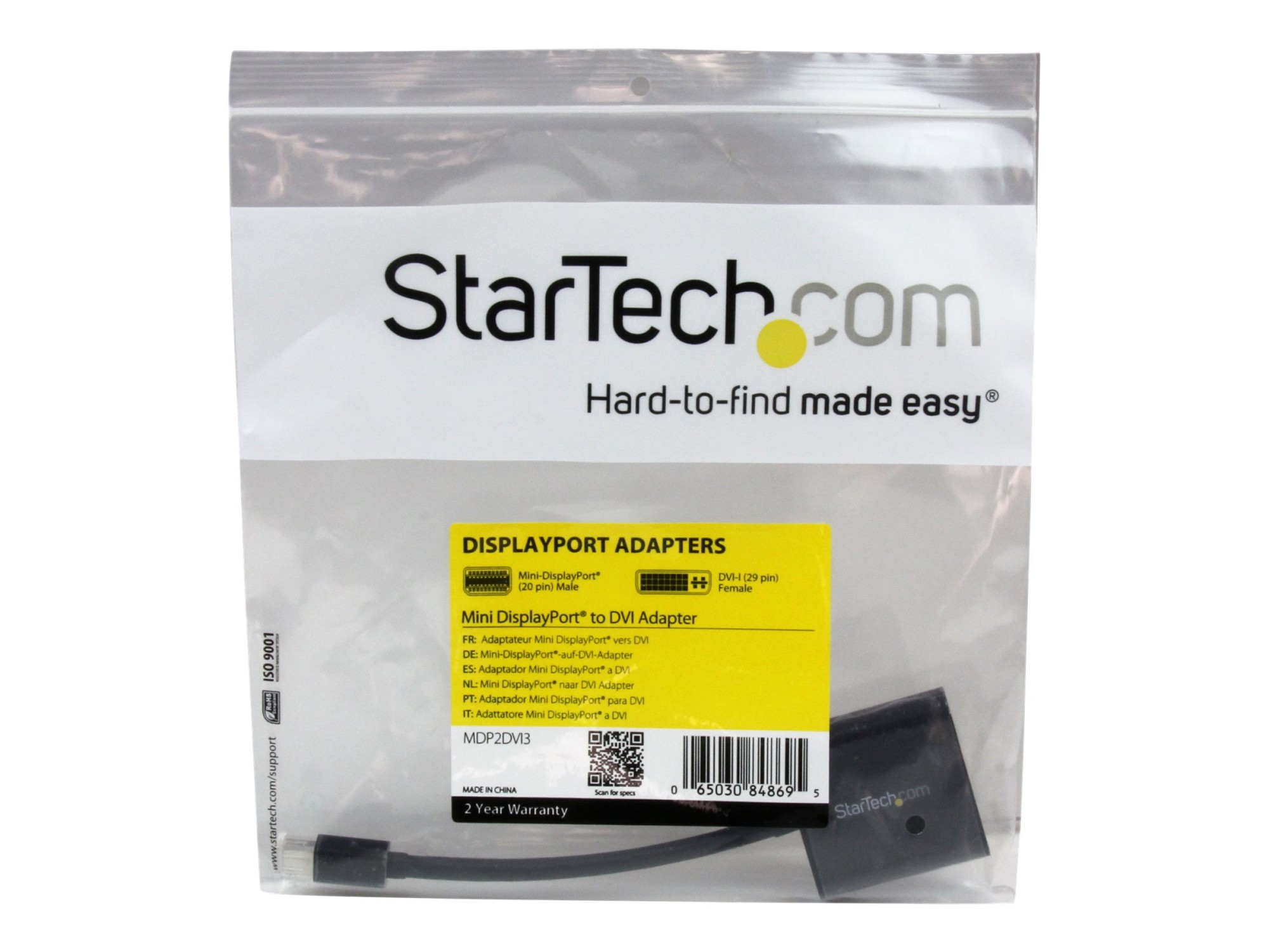 StarTech.com Adaptador de Vídeo Mini DisplayPort a DVI - Cable Conversor - Hembra DVI-I - Macho Mini DP - Hasta 1920x1200 - Pasivo - Adaptador DVI - Mini DisplayPort (M) a DVI-I (H) - 17 cm -