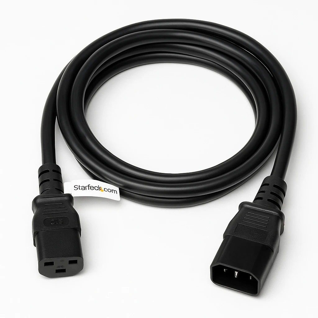 StarTech.com Cable 1,8m 14 AWG Adaptador Jumper Bridge IEC C14 a IEC C15 para Servidor UPS - Cable de alimentación - IEC 60320 C14 a IEC 60320 C15 - CA 250 V - 1.8 m - moldeado - negro