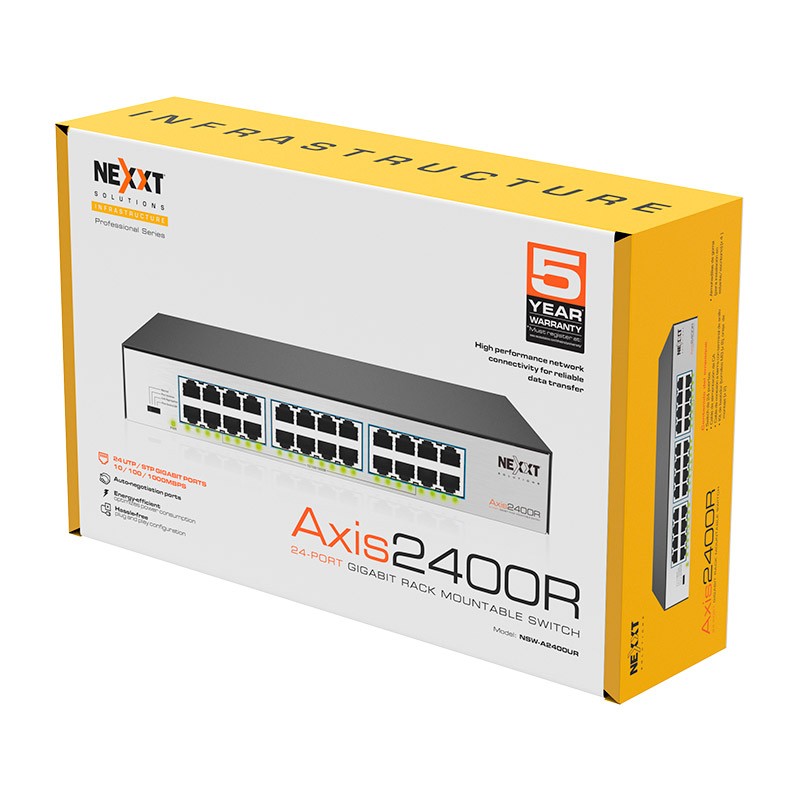 Nexxt Solutions Infrastructure - Switch PoE + - Gigabit Ethernet - 24 - 4 Gigabit SFP - Incluye accesorios rack