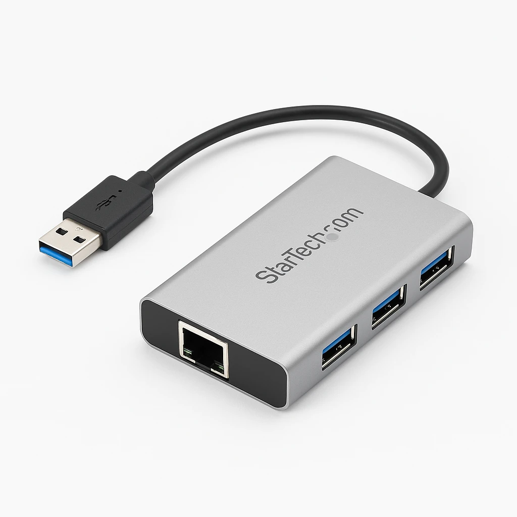StarTech.com Concentrador de 3 Puertos USB 3.0 con Adaptador de Red Ethernet Gigabit - Hub Portátil de Aluminio - Hub - 3 x SuperSpeed USB 3.0 + 1 x 10/100/1000