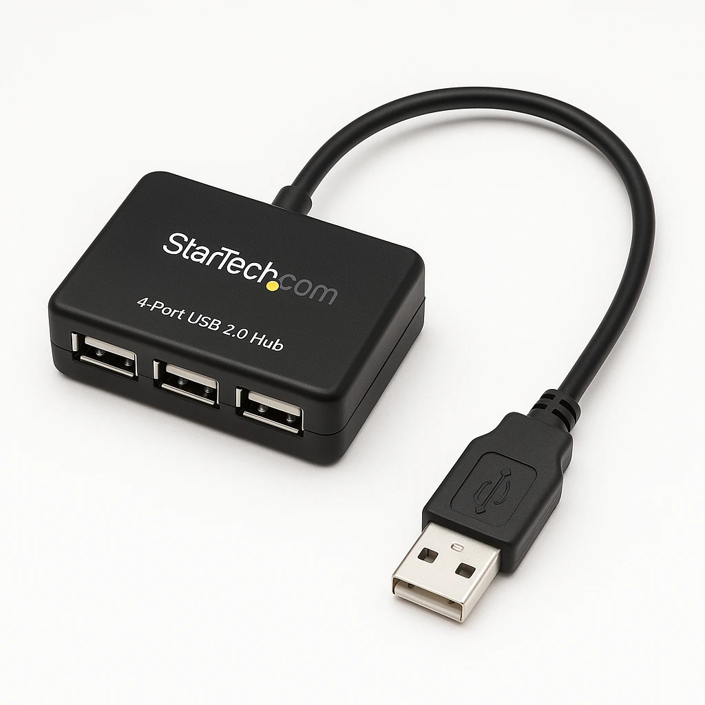 StarTech.com Concentrador Ladrón USB 2.0 de 4 Puertos con Cable Integrado - Hub Portátil USB 2.0 de 4 Puertos Alimentado por el Bus - Hub - 4 x USB 2.0 - sobremesa
