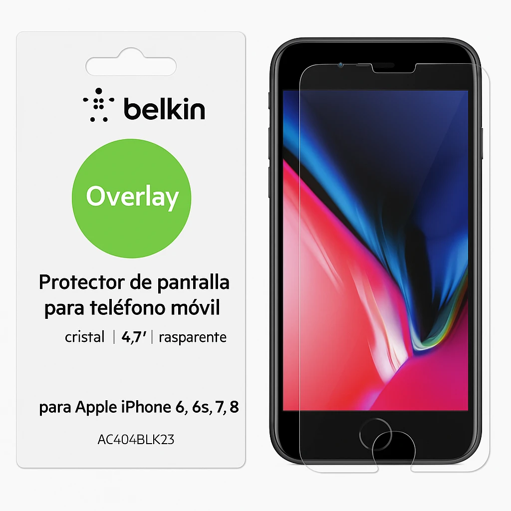 Belkin Overlay - Protector de pantalla para teléfono móvil - cristal - 4.7" - transparente - para Apple iPhone 6, 6s, 7, 8