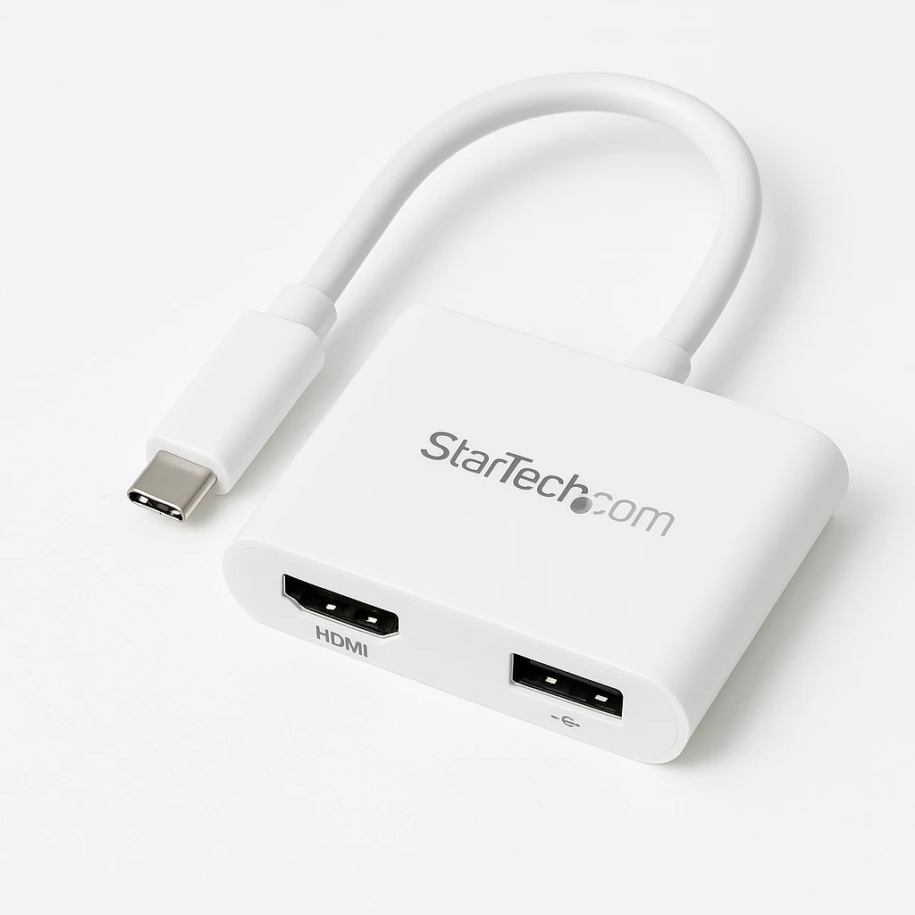 StarTech.com Adaptador Multifunción USB-C a HDMI 4K - Replicador de Puertos con Entrega de Potencia y Puerto USB-A - Blanco (CDP2HDUACPW) - Adaptador de vídeo - 24 pin USB-C macho a HDMI, USB