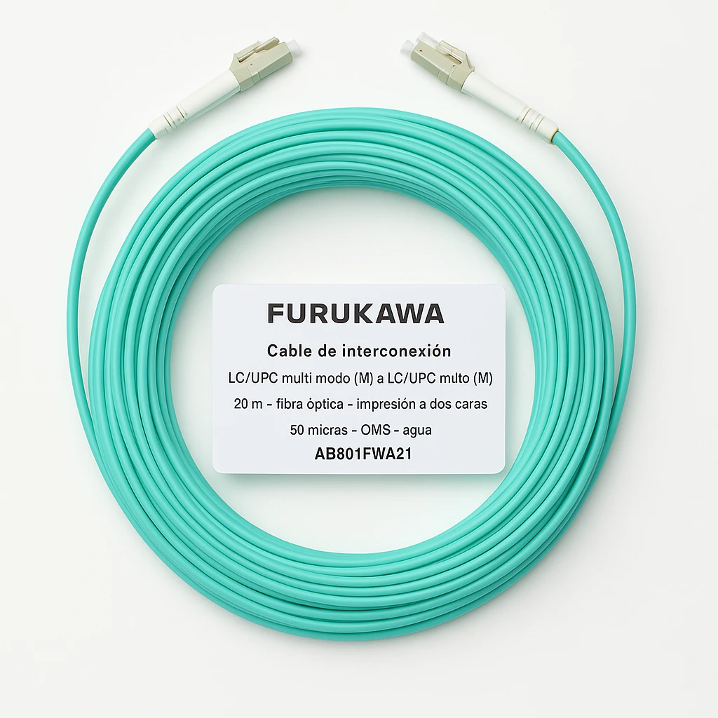 Furukawa - Cable de interconexión - LC/UPC multi modo (M) a LC/UPC multi modo (M) - 20 m - fibra óptica - impresión a dos caras - 50 micras - OM3 - agua