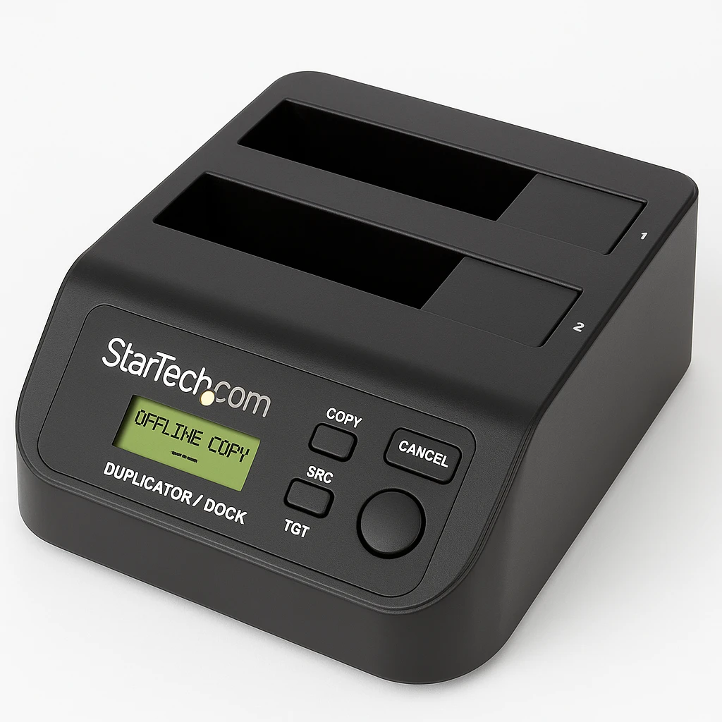 StarTech.com Standalone Hard Drive Duplicator, Dual Bay HDDSSD ClonerCopier, USB 3.1 (10 Gbps) to SATA III (6Gbps) HDDSSD Docking Station, Hard Disk Duplicator Dock - Hard Drive Cloner - Dupl