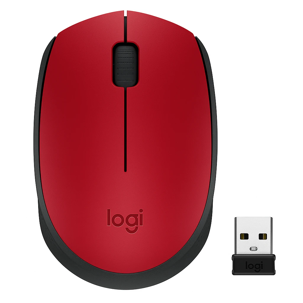 Logitech M170 - Ratón - diestro y zurdo - inalámbrico - 2.4 GHz - receptor inalámbrico USB - rojo