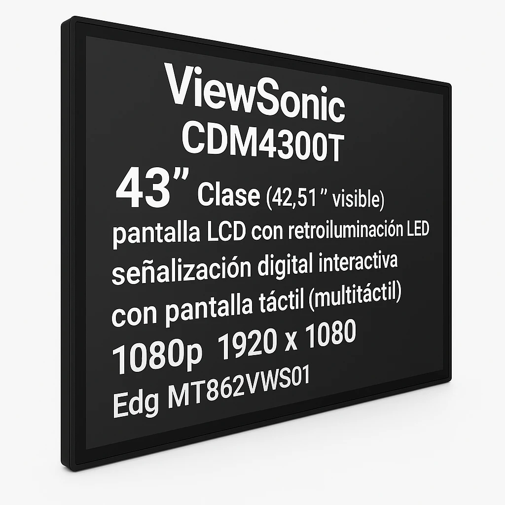 ViewSonic CDM4300T - 43" Clase diagonal (42.51" visible) pantalla LCD con retroiluminación LED - señalización digital interactiva - con pantalla táctil (multitáctil) - 1080p 1920 x 1080 - Edg