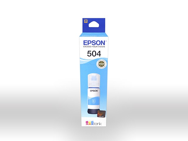Epson 504 - 70 ml - cián - original - recarga de tinta - para EcoTank L4150, L4260, L6161, L6171, L6191, L6270