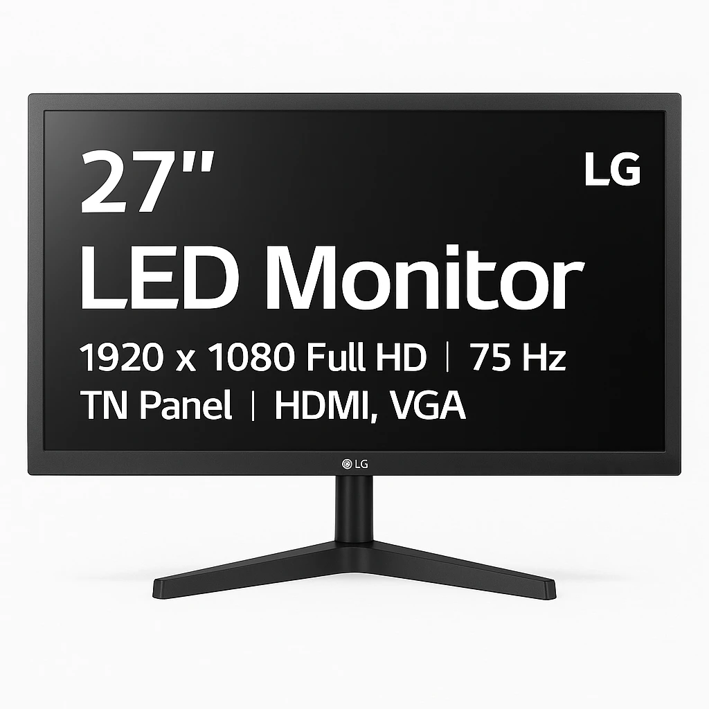 LG 27MK400H - Monitor LED - 27" - 1920 x 1080 Full HD (1080p) @ 75 Hz - TN - 250 cd/m² - 1000:1 - 2 ms - HDMI, VGA - negro mate