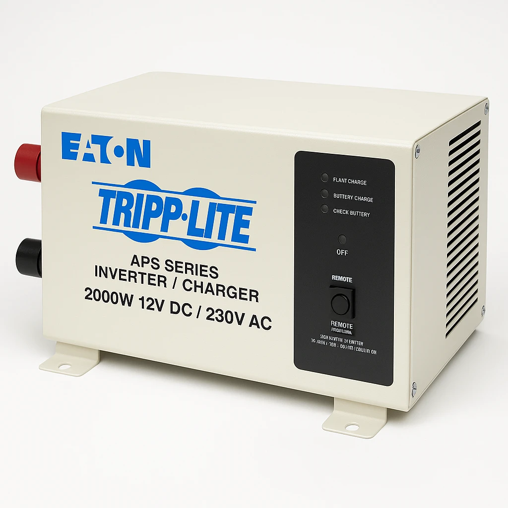 Eaton Tripp Lite Series 2000W APS INT 12VDC 230V Inverter / Charger w/ Auto Transfer Switching ATS Hardwired - Convertidor de corriente CC a CA + cargador de baterías - CA 230 / CC 12 V - 200