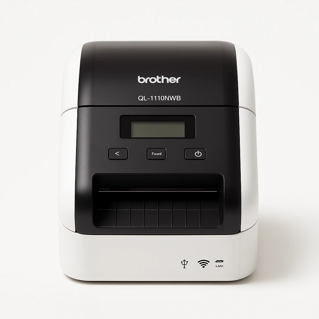 Brother QL-1110NWB - Impresora de etiquetas - térmica directa - Rollo (10,36 cm) - 300 x 300 ppp - hasta 110 mm/segundo - USB 2.0, LAN, Wi-Fi(n), Bluetooth 2.1 EDR - cortador