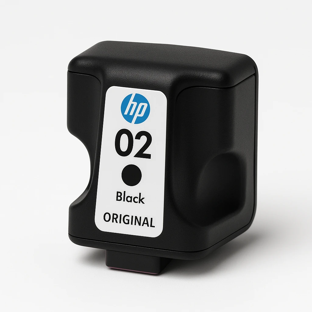 HP 02 - 10 ml - negro - original - cartucho de tinta - para Photosmart 31XX, 82XX, C5100, C5170, C5175, C5190, C5194, C6100, C6150, C6175, C7100