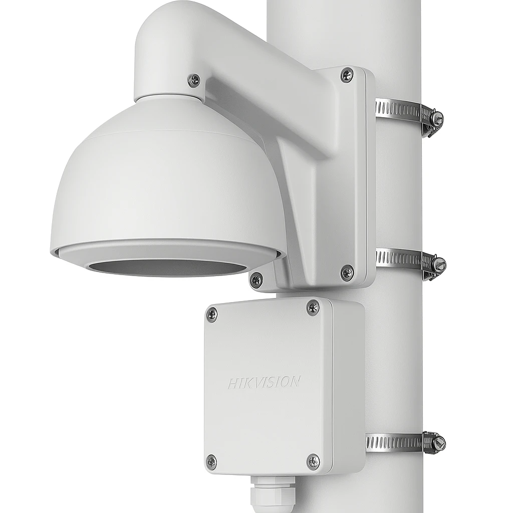 Hikvision DS-1604ZJ-Box-Pole - Montaje de cúpula de cámara - con caja de conexiones - instalable en poste - HIK blanco - para Pro Series DS-2DE7225, 2DE7A232; Ultra Series DarkFighter DS-2DF8