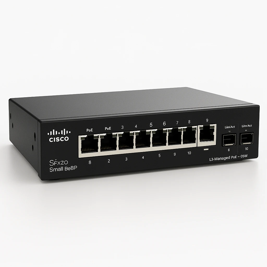 Cisco Small Business SF352-08P - Conmutador - L3 - Gestionado - 8 x 10/100 (PoE+) + 2 x combo Gigabit Ethernet/Gigabit SFP - sobremesa - PoE+ (62 W)