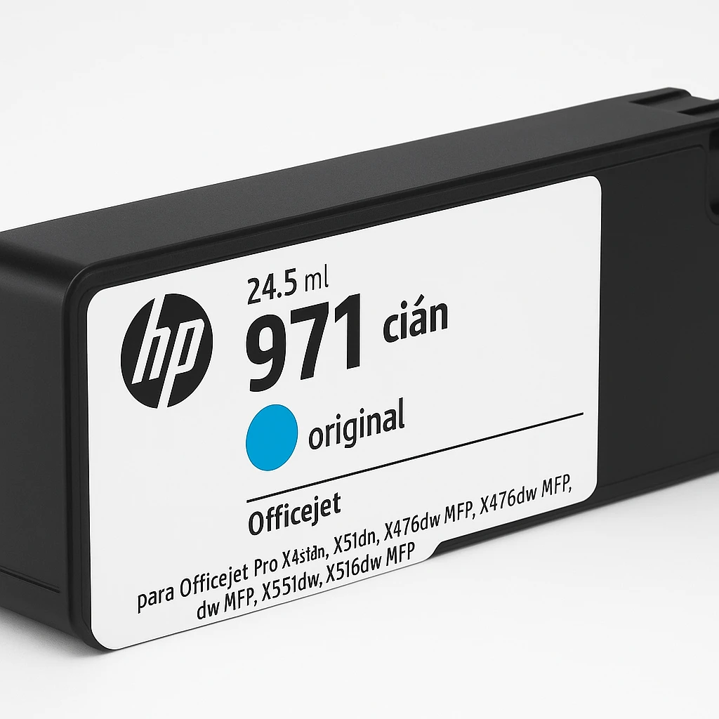 HP 971 - 24.5 ml - cián - original - Officejet - cartucho de tinta - para Officejet Pro X451dn, X451dw, X476dn MFP, X476dw MFP, X551dw, X576dw MFP