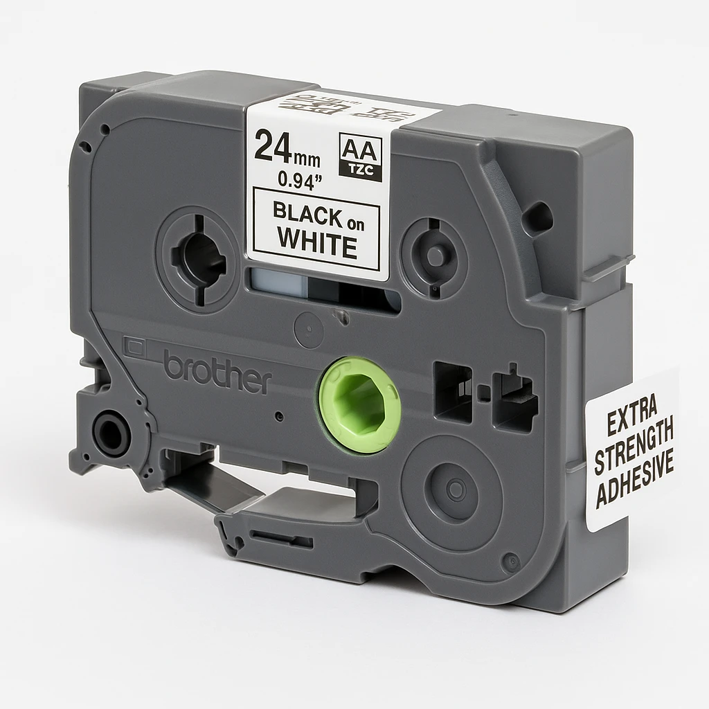 Brother TZe-S251 - Adhesivo extrarresistente - negro sobre blanco - rollo (2,4 cm x 8 m) 1 cinta(s) tipo laminado - para Brother PT-D600; P-Touch PT-3600, D800, E550, E800, P750, P900, P950; 