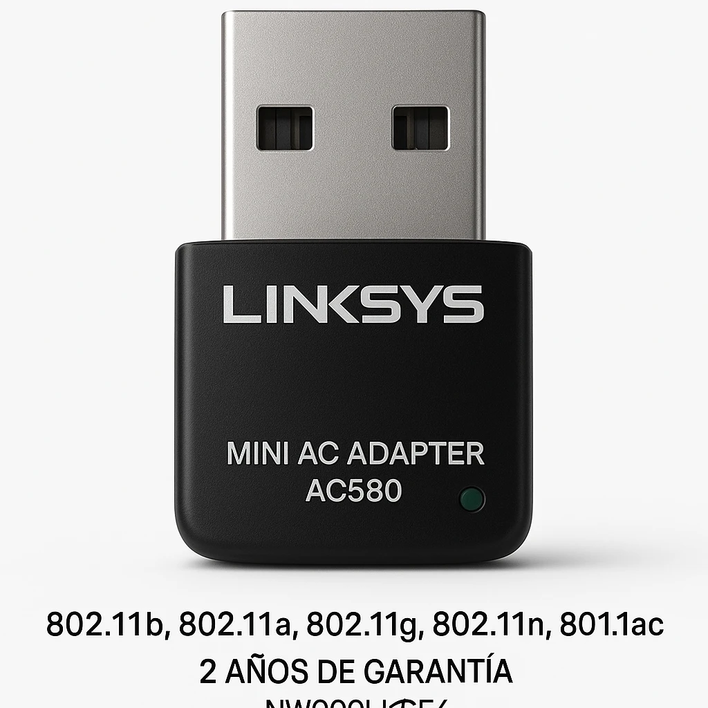 Linksys Mini AC Adapter AC580 - Adaptador de red - USB 2.0 - 802.11b, 802.11a, 802.11g, 802.11n, 802.11ac - 2 años de garantía