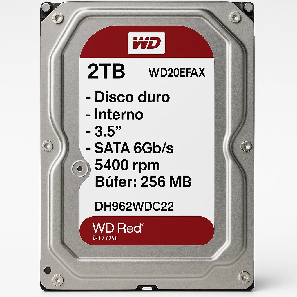 WD Red WD20EFAX - Disco duro - 2 TB - interno - 3.5" - SATA 6Gb/s - 5400 rpm - búfer: 256 MB