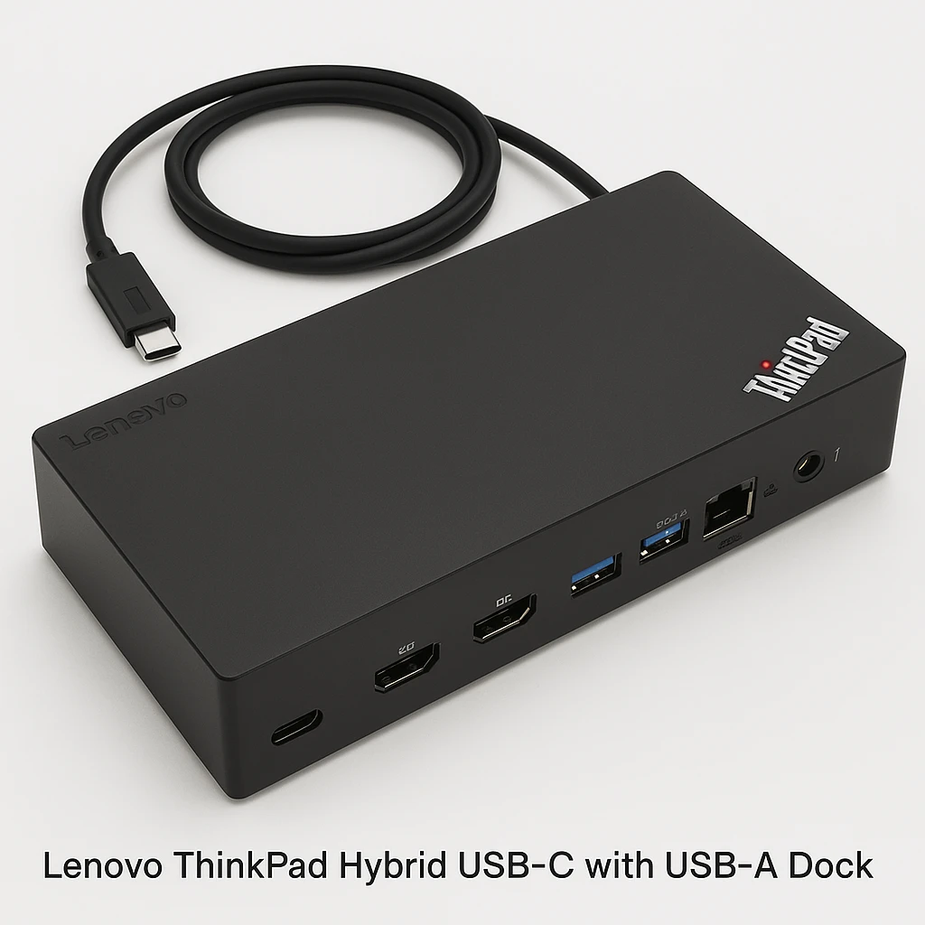 Lenovo ThinkPad Hybrid USB-C with USB-A Dock - Estación de conexión - USB-C - 2 x HDMI, 2 x DP - 1GbE - 135 vatios - Italia