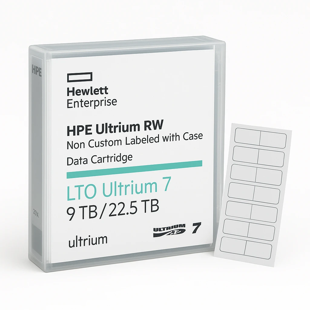 HPE Ultrium RW Non Custom Labeled with Case Data Cartridge - 20 x LTO Ultrium 7 - 9 TB / 22.5 TB - etiquetas de escritura - para StoreEver LTO-8 Ultrium 30750, LTO-8 Ultrium 30750 TAA