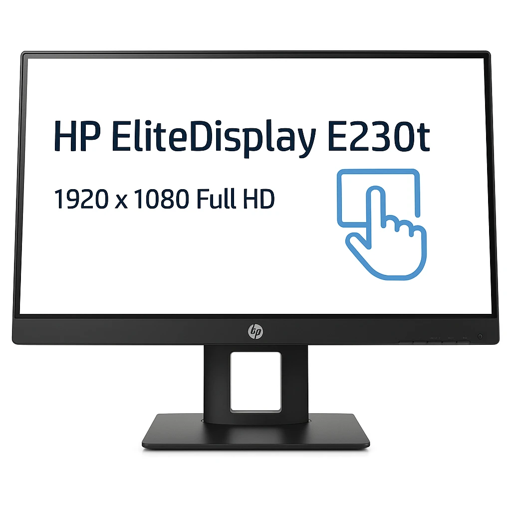 HP EliteDisplay E230t - Monitor LED - 23" - pantalla táctil - 1920 x 1080 Full HD (1080p) @ 60 Hz - IPS - 250 cd/m² - 1000:1 - 5 ms - HDMI, VGA, DisplayPort - negro (bisel) - Smart Buy