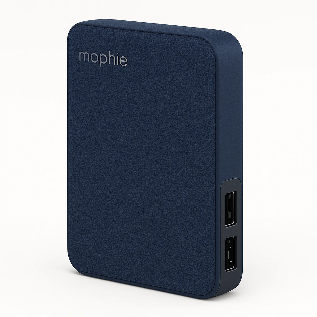 mophie powerstation mini (fabric) - Cargador portátil - 5000 mAh - 3 conectores de salida (2 x USB, 24 pin USB-C) - marino