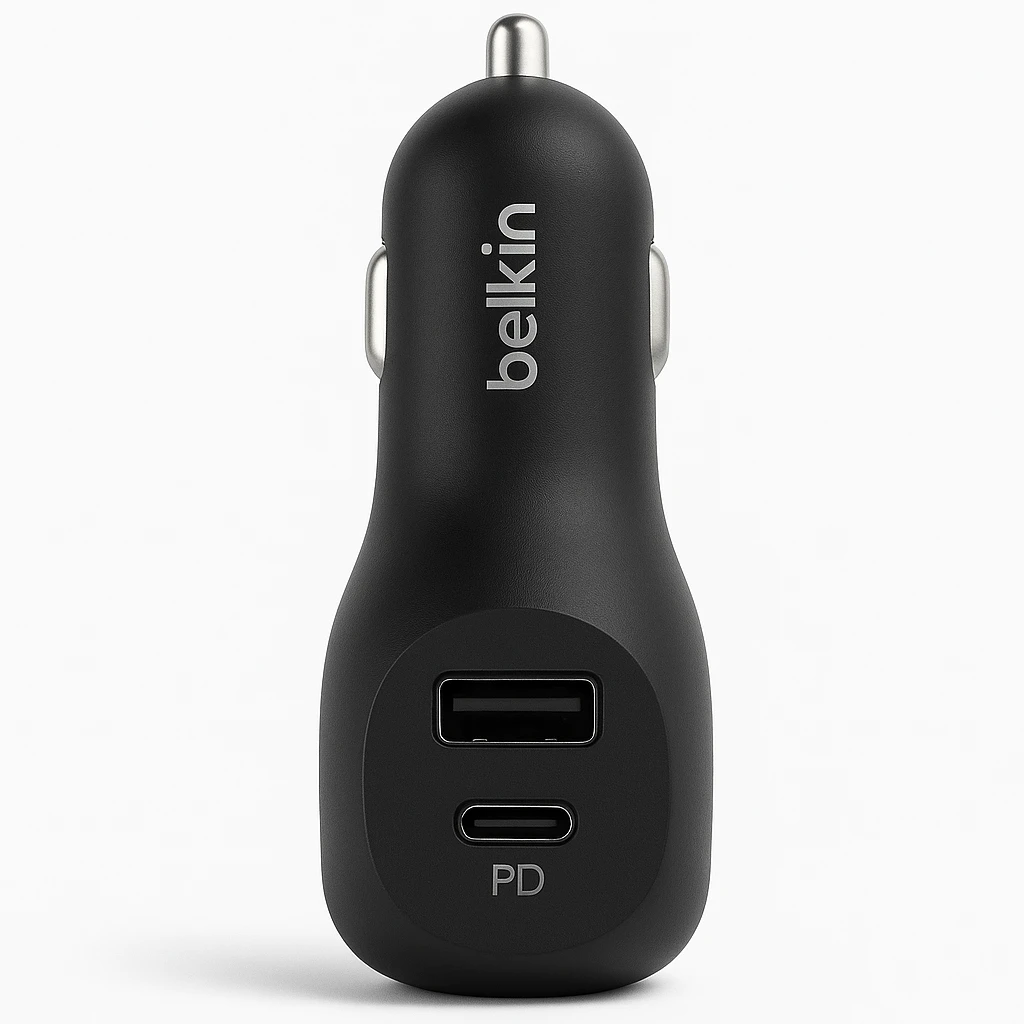 Belkin Car Charger - Adaptador de corriente para el coche - 30 vatios - 3.6 A - PD - 2 conectores de salida (USB, 24 pin USB-C) - negro