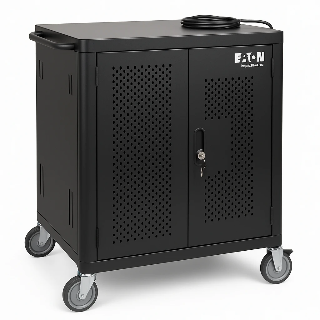 Eaton Tripp Lite Series 36-Device AC Charging Station Cart for Chromebooks and Laptops, BS 1363, 230V - 3 m Cord - Carrito (solo carga) - para 36 portátiles - bloqueable - acero resistente - 