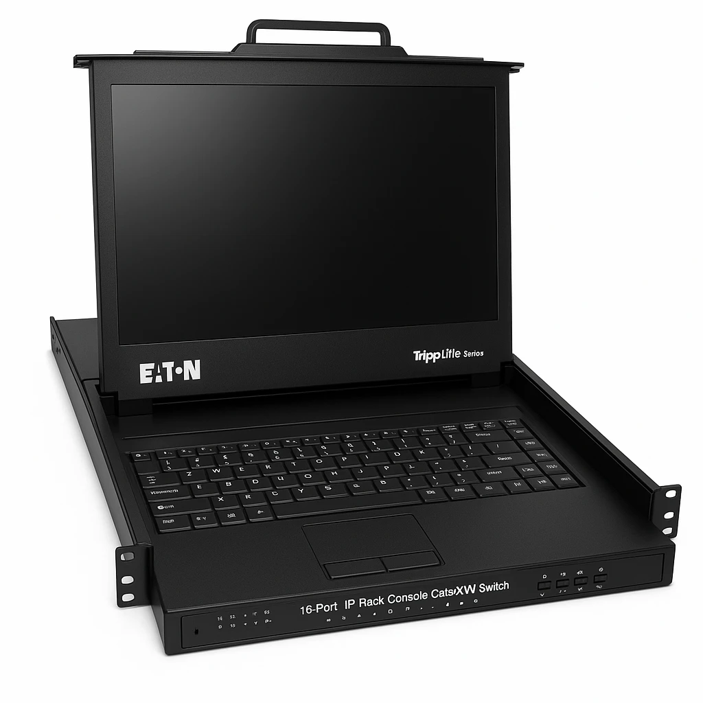 Eaton Tripp Lite Series 16-Port IP Rack Console Cat5 KVM Switch 19" LCD 1+1 User 1URM - Consola KVM con conmutador KVM - 16 puertos - PS/2 - 19" - montaje en bastidor - 1366 x 768 @ 60 Hz - n