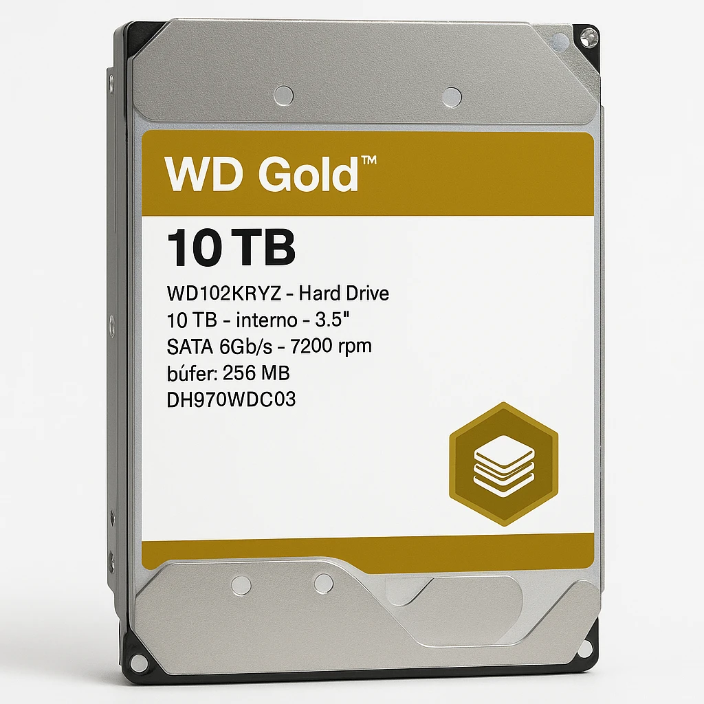 WD Gold WD102KRYZ - Disco duro - 10 TB - interno - 3.5" - SATA 6Gb/s - 7200 rpm - búfer: 256 MB